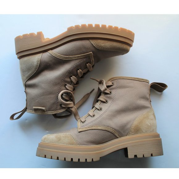 BA&SH Canastra Lace-Up Ankle Boots / Size 36 / Beige Leather Suede Combat - Picture 5 of 14